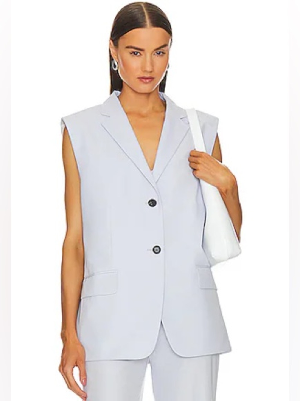 NWT Theory Womens Boxy Oversized Square Vest in Hydrangea High Twist Twill P/S